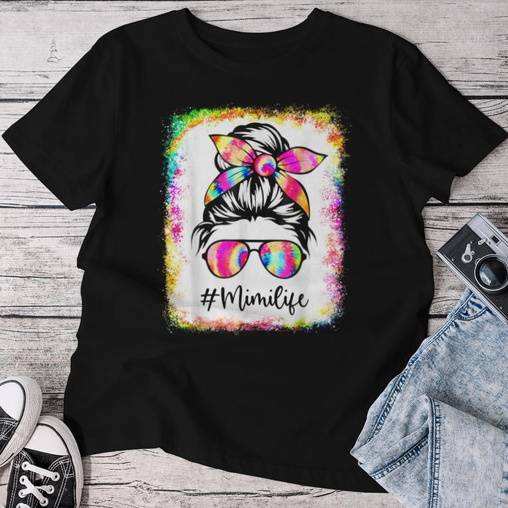 Bleached Mimi Life Messy Bun Tie Dye Glasses Mother's Day Women T-shirt Funny Gifts