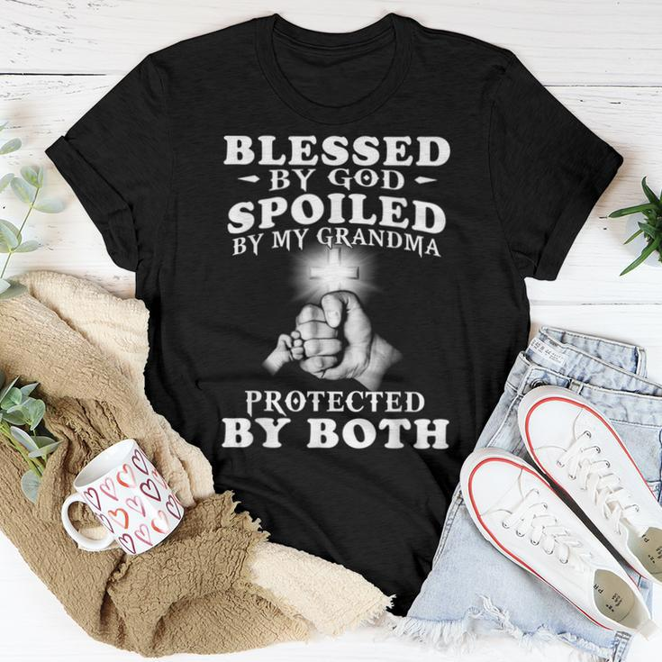Blessed By God Spoiled By My Grandma Protected By Both Women T-shirt Funny Gifts