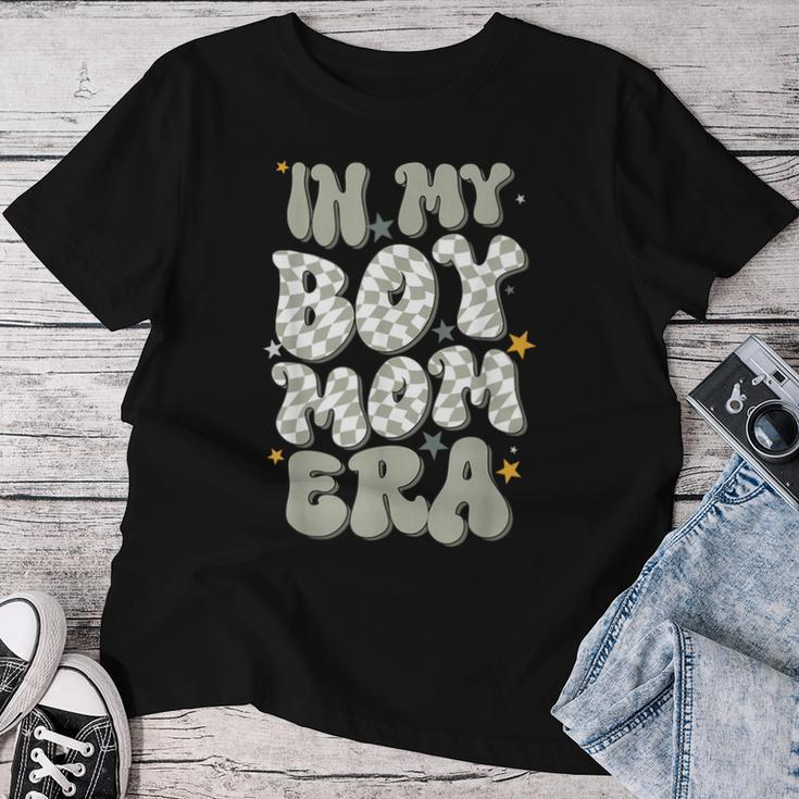 In My Boy Mom Era With Checkered Pattern Groovy Mom Of Boys Women T-shirt Funny Gifts