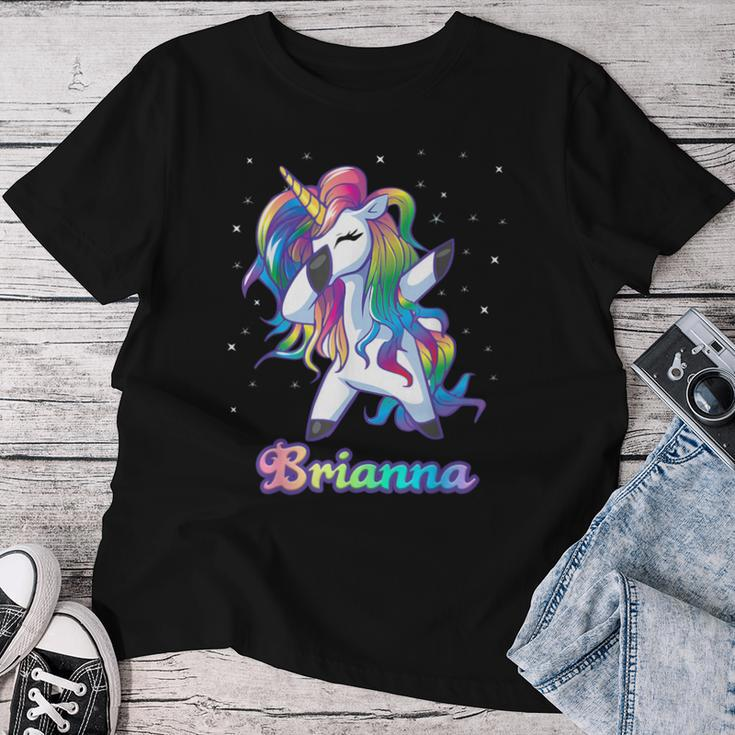 Brianna Name Personalized Custom Rainbow Unicorn Dabbing Women T-shirt Funny Gifts