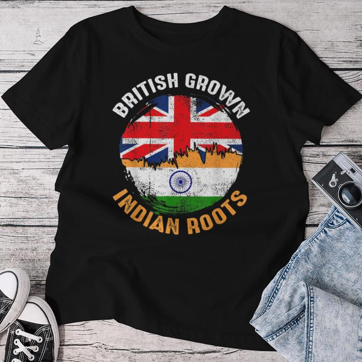 British Grown Indian Roots Vintage Flags For Women Women T-shirt Funny Gifts