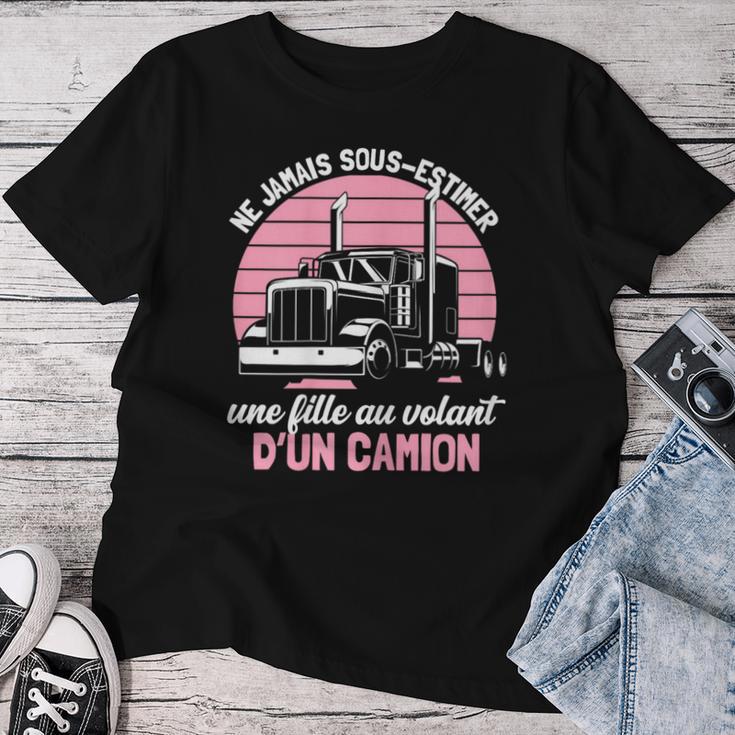 Débardeur Humoristique Camionneuse | Cadeau Drôle Pour Femme De Routier | Message Ne Jamais Sous-Estimer Une Fille Au Volant D'un Camion