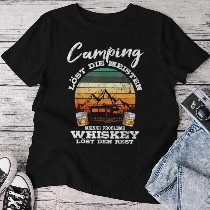 Camping Löst Die Meisten Probleme Whiskey Den Rest Camper T-shirt Frauen Lustige Geschenke