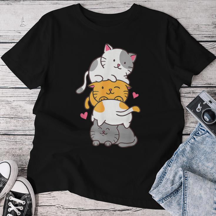 Cat Cute Kitty Pile Cats Anime Kawaii Neko Girls Women T-shirt Funny Gifts