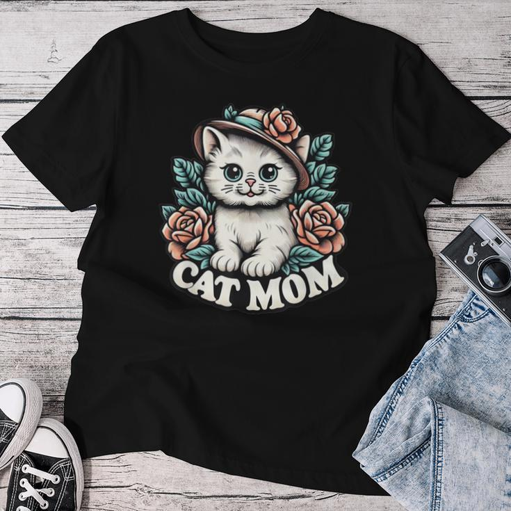 Cat Mom Happy For Cat Lovers Family Matching Women T-shirt Funny Gifts