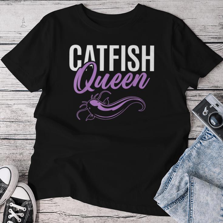 Catfish Queen Catfishing Angler Noodler Fischer Mama Papa T-shirt Frauen Lustige Geschenke