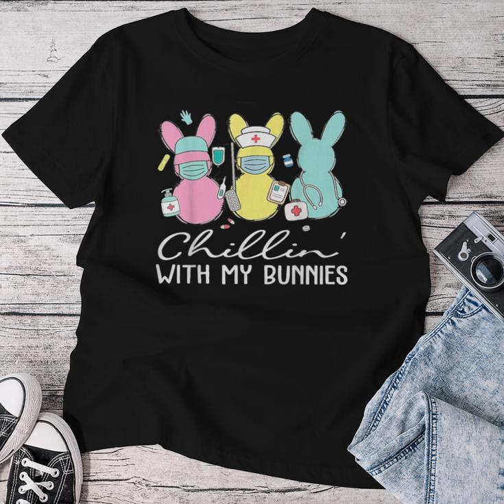 Chillin With My Bunnies Nurse Easter Day Nursing Rn Nicu Women T-shirt Funny Gifts