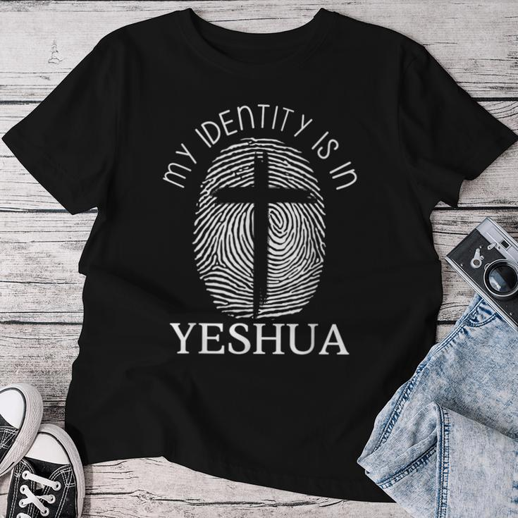 Christian My Identity Is In Yeshua Dna Jesus Faith Religious Women T-shirt Funny Gifts
