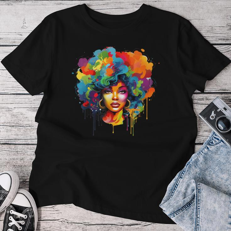 Colorful Afro Woman African American Melanin Blm Girl Women T-shirt Personalized Gifts
