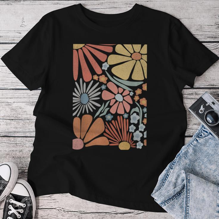 Colorful Summer Groovy Floral Colorful Retro Flowers Women T-shirt Personalized Gifts