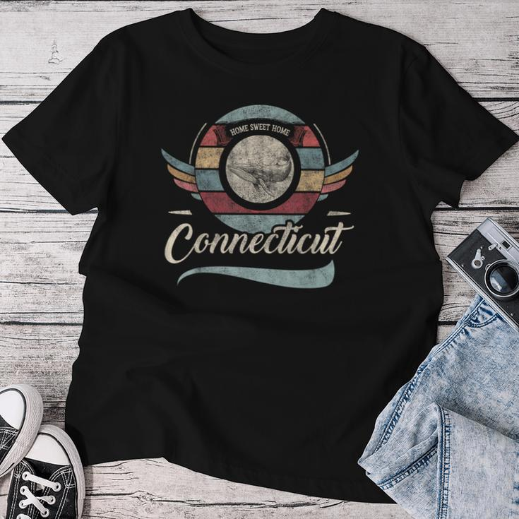Connecticut Vintage State Whale Retro Sweet Home Cute Boho Women T-shirt Funny Gifts