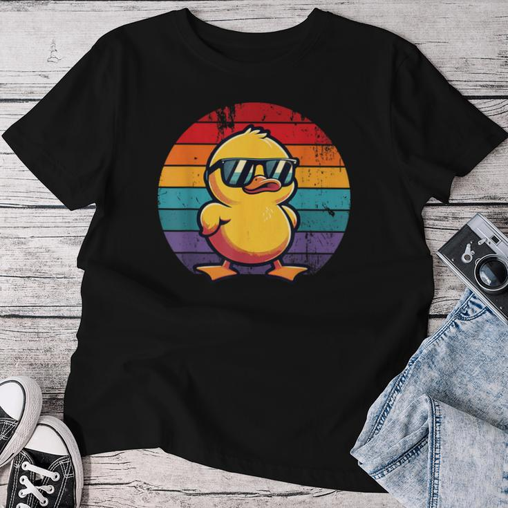 Cool Retro Yellow Duck In Sunglasses 70S 80S 90S Duck Women T-shirt Funny Gifts