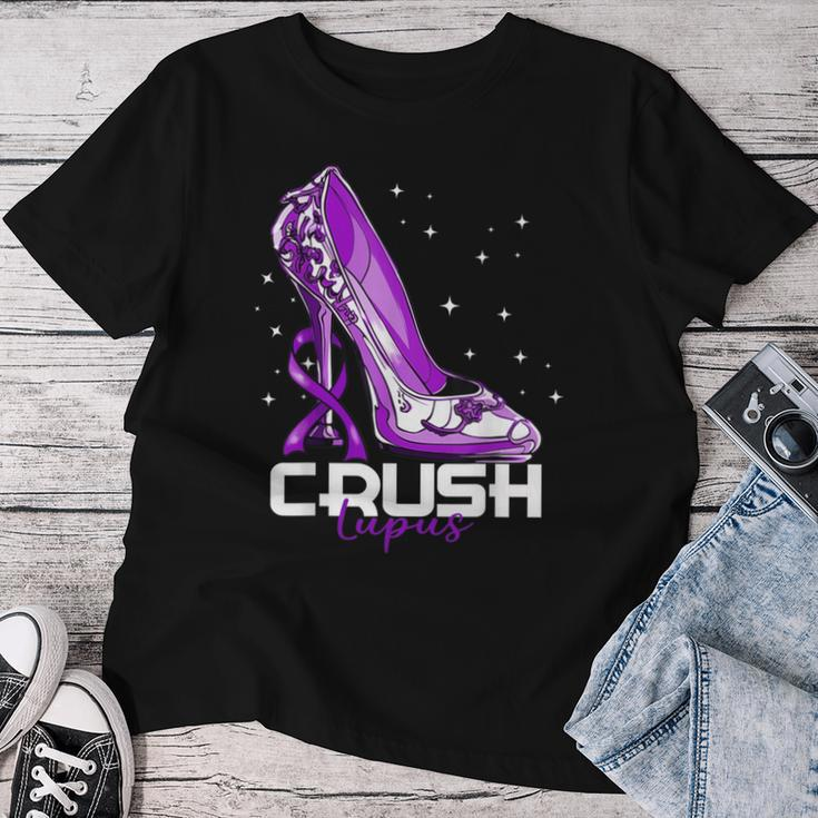 Crush Lupus Awareness Purple High Heel Purple Ribbon Womens Women T-shirt Funny Gifts