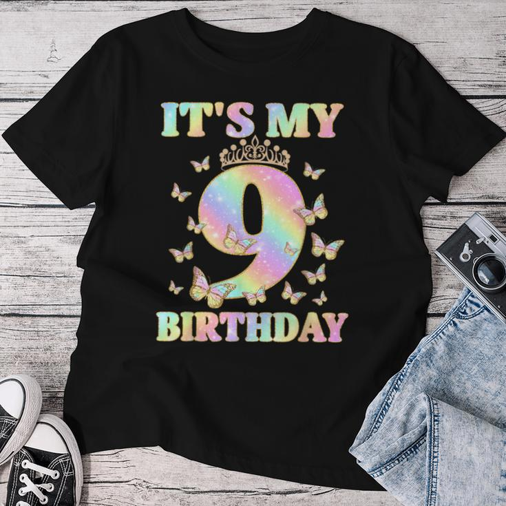 Cute 9 Years Old Girl Butterfly It's My 9Th Birthday Women T-shirt Unique Gifts