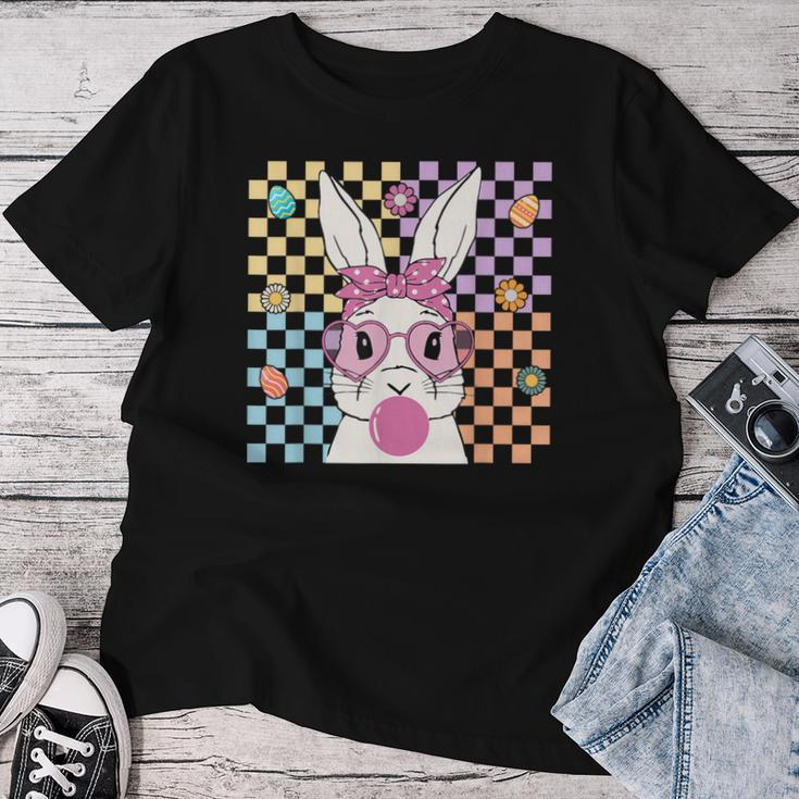 Cute Bunny With Bandana Bubblegum Retro Groovy Easter Day Women T-shirt Unique Gifts