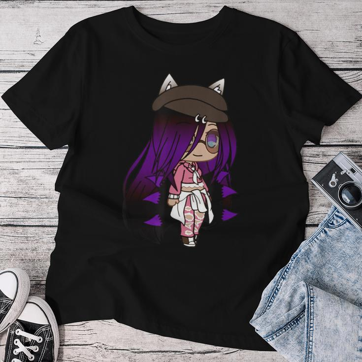 Cute Chibi Style Kawaii Anime Girl With Fox Ears And Tails Women T-shirt Funny Gifts