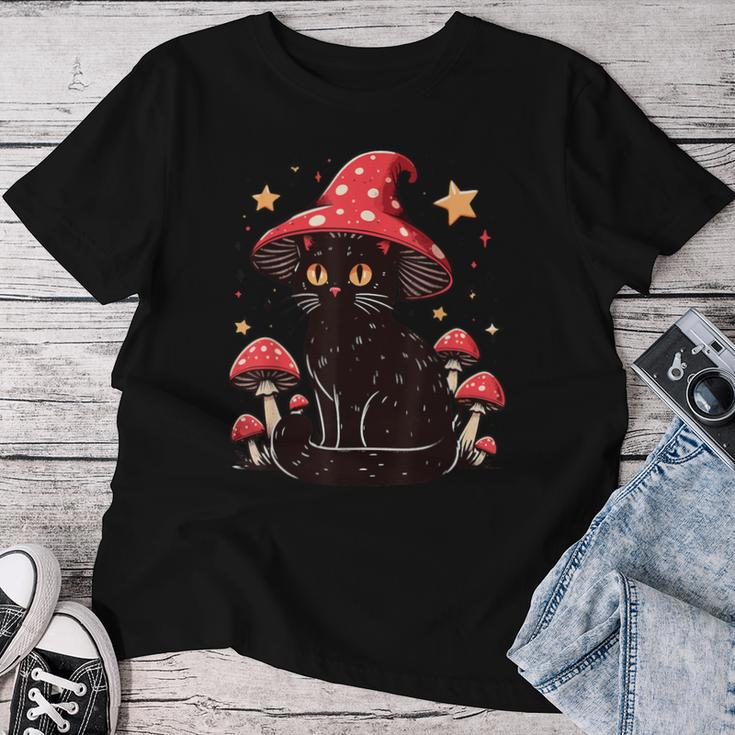 Cute Cottagcore Cat Mushroom Hat Kawaii Vintage Aesthetic Women T-shirt Funny Gifts