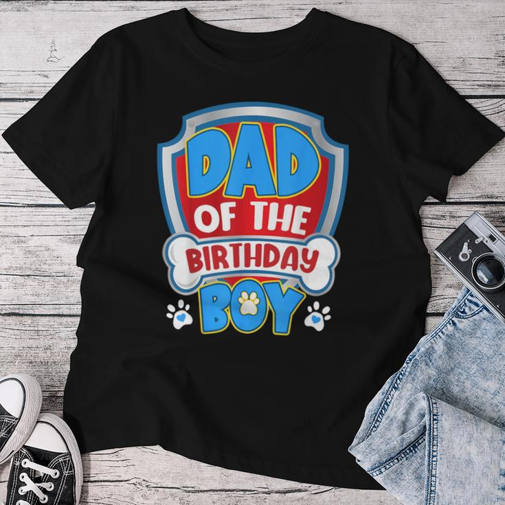 Dad And Mom Of The Birthday Boy Dog Paw Family Matching Women T-shirt Funny Gifts