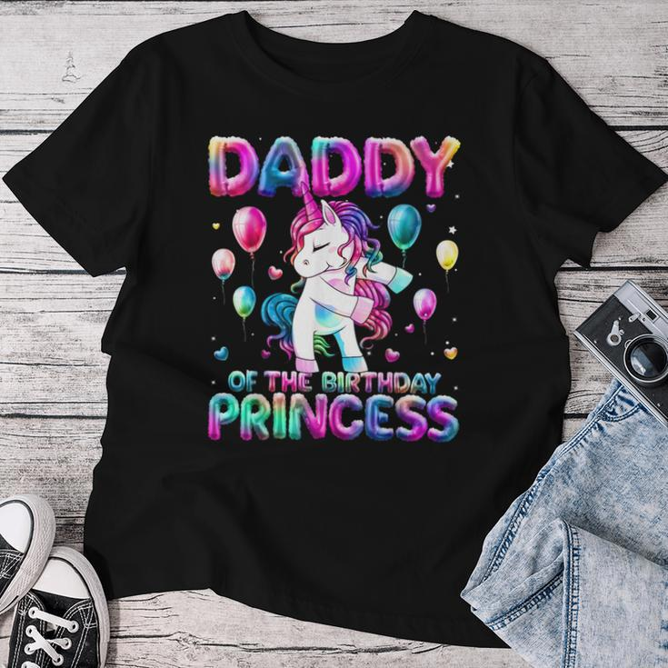 Daddy Of The Birthday Princess Girl Flossing Unicorn Daddy Women T-shirt Personalized Gifts
