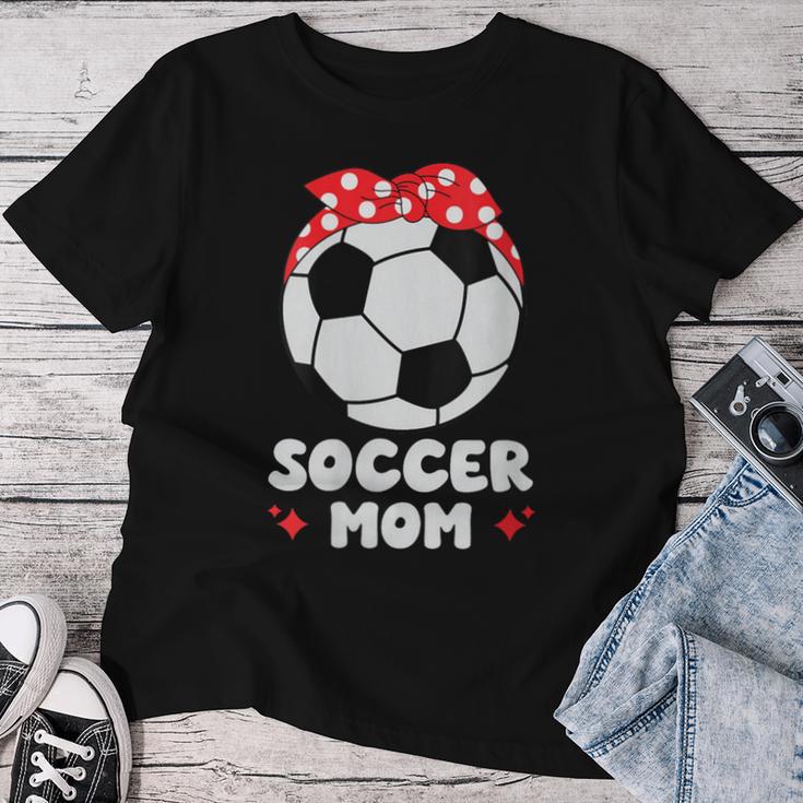 Damen Fußball Mama Sohn Tochter Fußballer Mutter Fußballspieler Mit-Ausschnitt T-shirt Frauen Lustige Geschenke