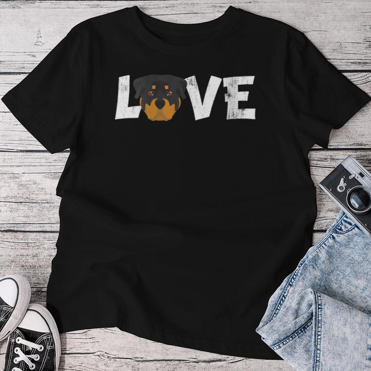 Damen Hund Mama Hund Papa Rottweiler Hund Haustierliebhaber Mit-Ausschnitt T-shirt Frauen Lustige Geschenke