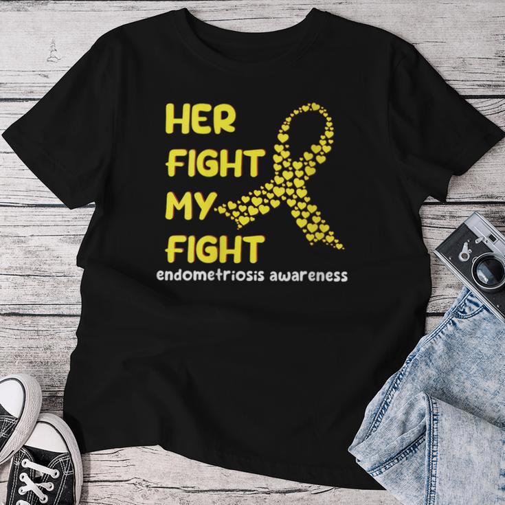 Damen Ihr Kampf Ist Mein Kampf Bewusstsein Für Endometriose Männer Papa Mama Mit-Ausschnitt T-shirt Frauen Lustige Geschenke