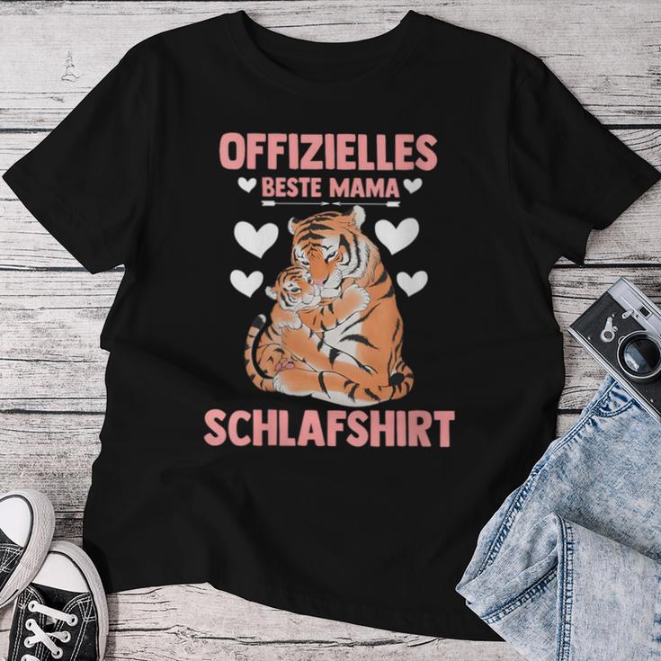 Damen Offizielles Beste Mama Schlaf Tiger Muttertag Mutter Mit-Ausschnitt T-shirt Frauen Lustige Geschenke