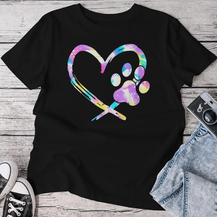 Dog Paw Heart Dogs Lover Dog Mom Dog Dad Valentine's Day Women T-shirt Personalized Gifts