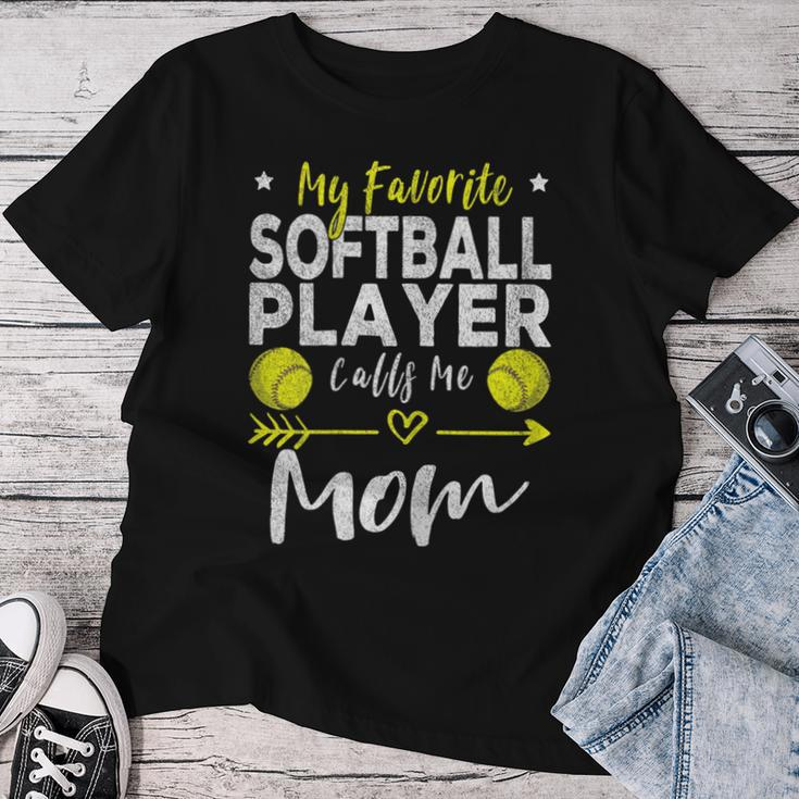 My Favorite Softball Player Calls Me Mom Softball Player Mom Women T-shirt Personalized Gifts