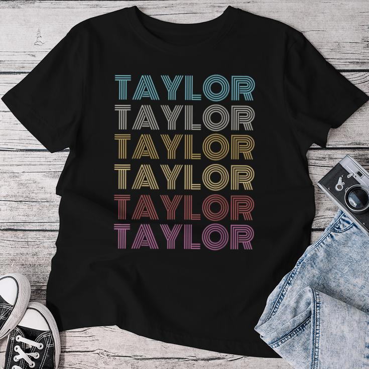 First Name Taylor Retro Personalized Groovy 80'S Women T-shirt Personalized Gifts