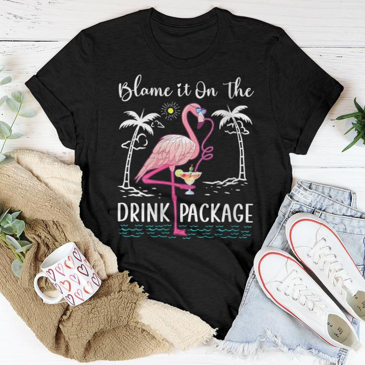 Flamingo Cruise Blame It On The Drink Package Drinking Booze Women T-shirt Personalized Gifts