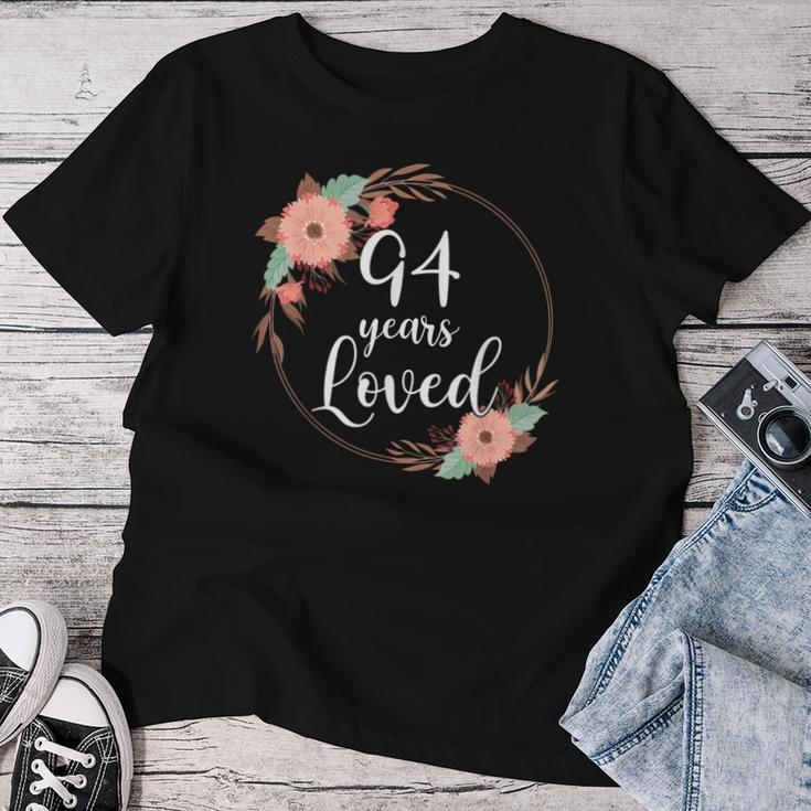 Floral Loved 94 Year Old 94Rd Birthday Mom Grandma Women T-shirt Unique Gifts