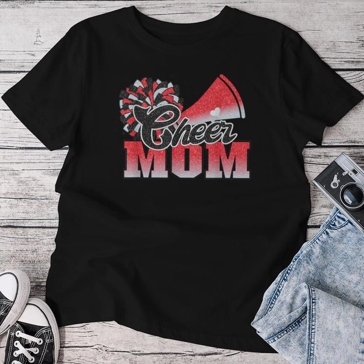 Football Cheer Mom Red Black Pom Leopard Women T-shirt Unique Gifts