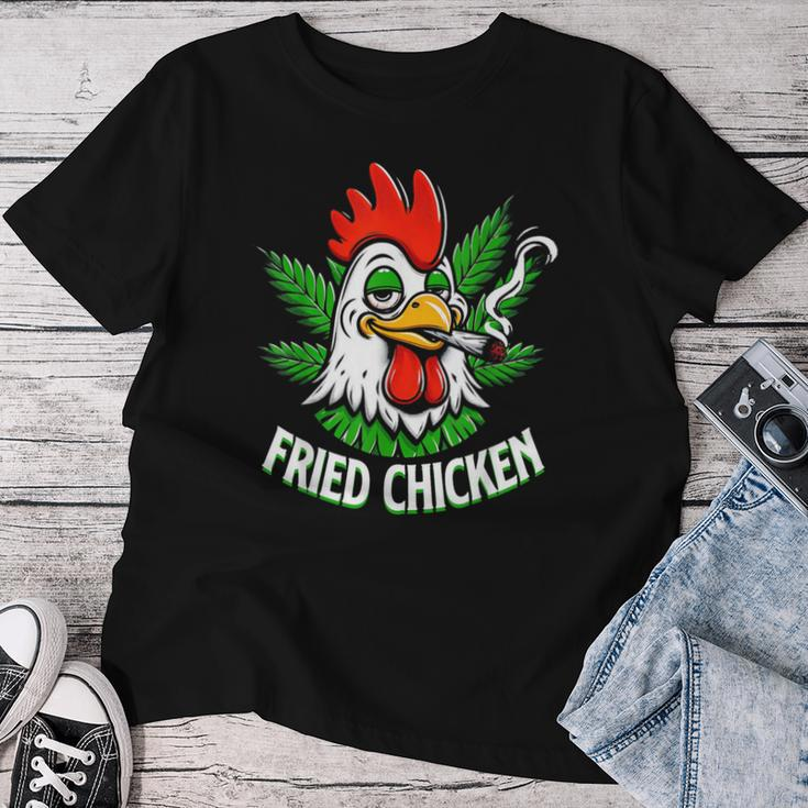 Fried Smoking Chicken 420 Marijuana Weed Leaf Pots 420 Women T-shirt Unique Gifts