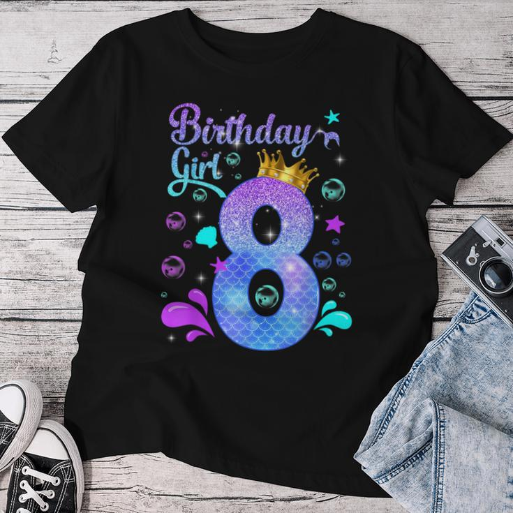 Birthday Girl 8 Years Old It's My 8Th Bday Mermaid Women T-shirt Funny Gifts