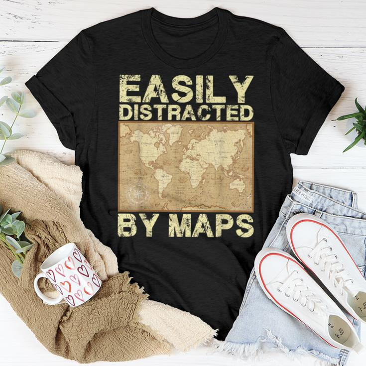 Geography Teacher Easily Distracted By Maps Women T-shirt Funny Gifts