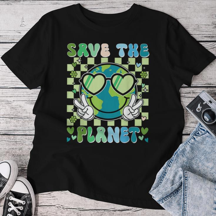 Save The Planet Smile Face Boy Girl Teacher Earth Day Women T-shirt Funny Gifts
