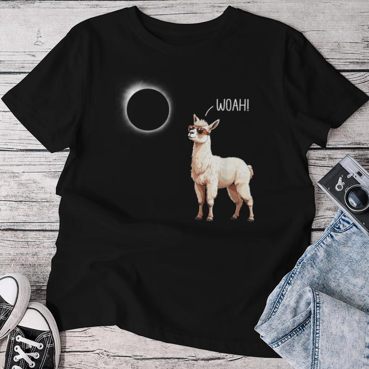 Total Solar Eclipse 2024 Llama Woah Men Women T-shirt Funny Gifts