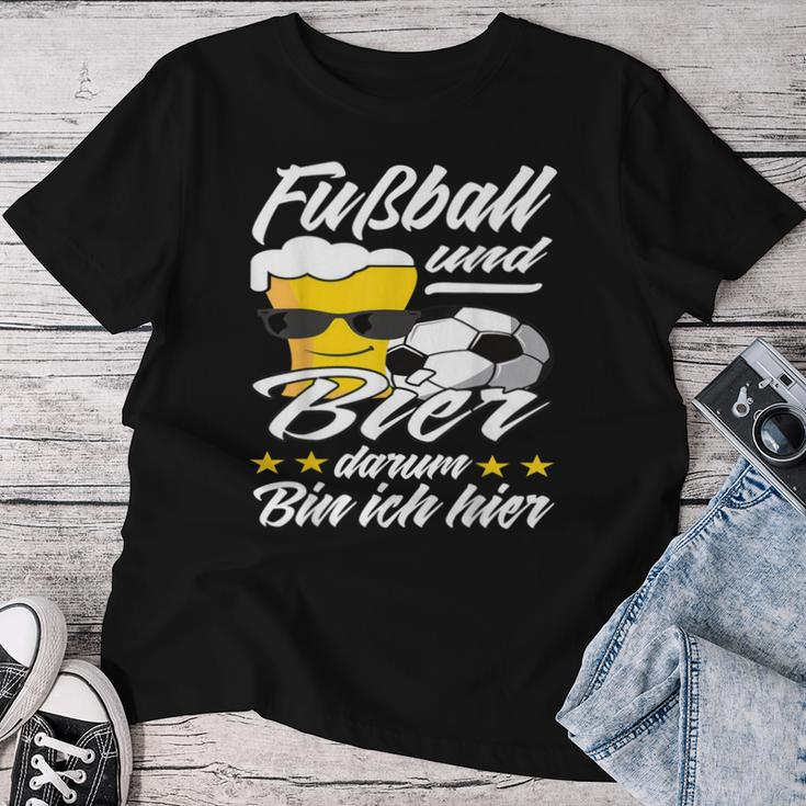 Fußball Und Bier Darum Bin Ich Hier Football Fan Beer T-shirt Frauen Lustige Geschenke