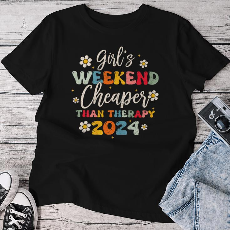 Girls Weekend 2024 Cheaper Than A Therapy Matching Girl Trip Women T-shirt Funny Gifts