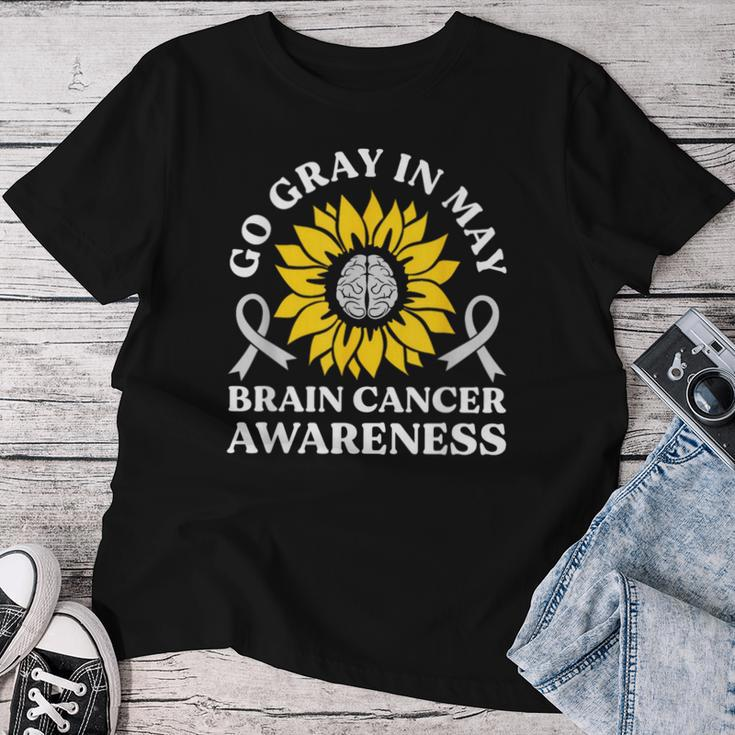 Go Gray In May Brain Cancer Awareness Sunflower Women T-shirt Funny Gifts
