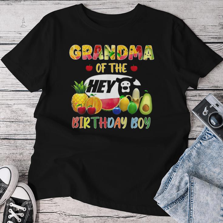 Grandma Of The Birthday Boy Family Fruit Hey Bear Birthday Women T-shirt Funny Gifts