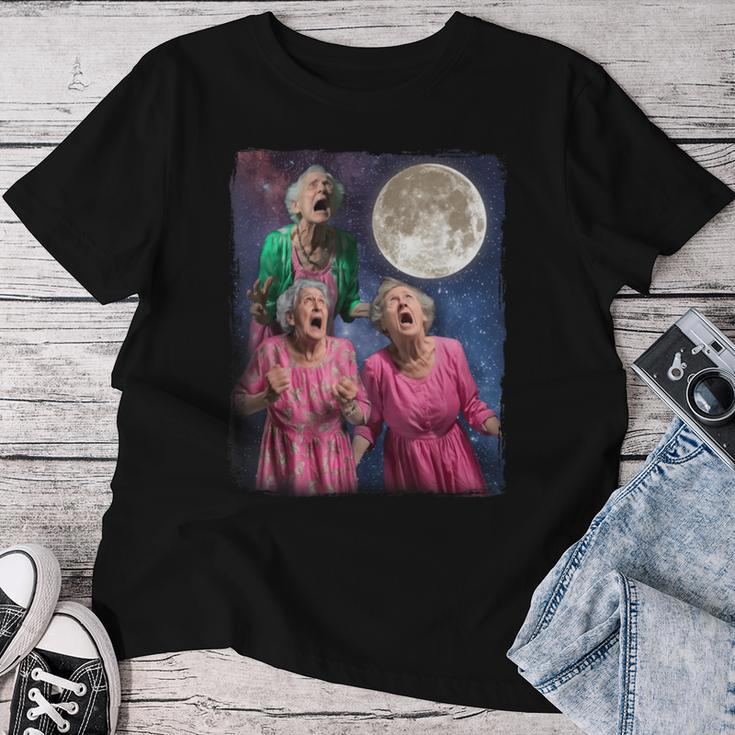 Grandma Howling At Moon Three Granny Moon Women T-shirt Personalized Gifts