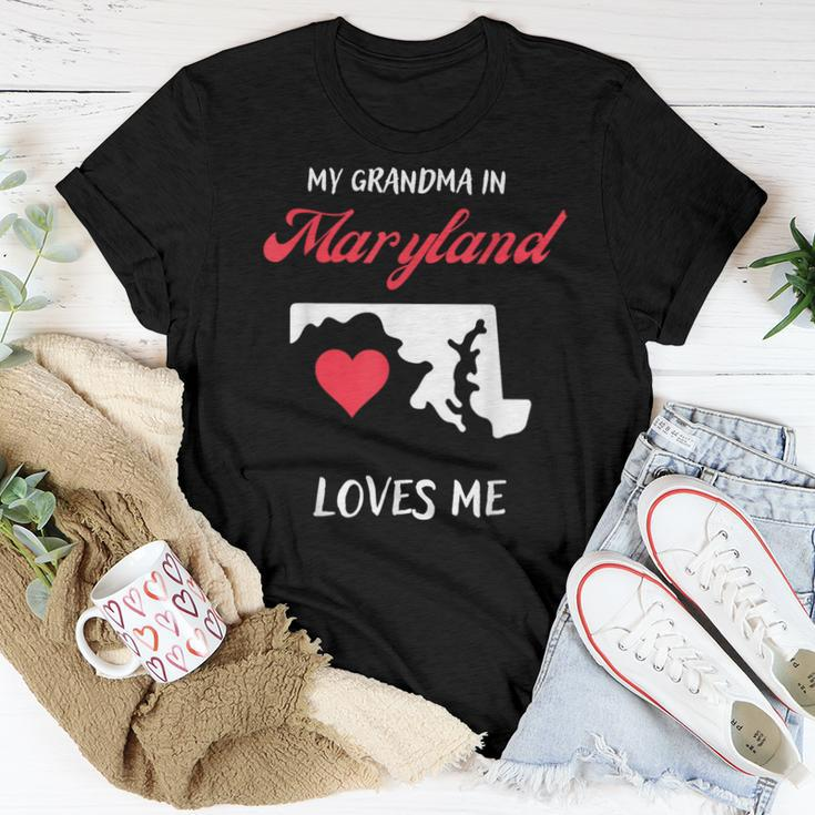 My Grandma In Maryland Loves Me Cute Grandkid Graphic Women T-shirt Unique Gifts