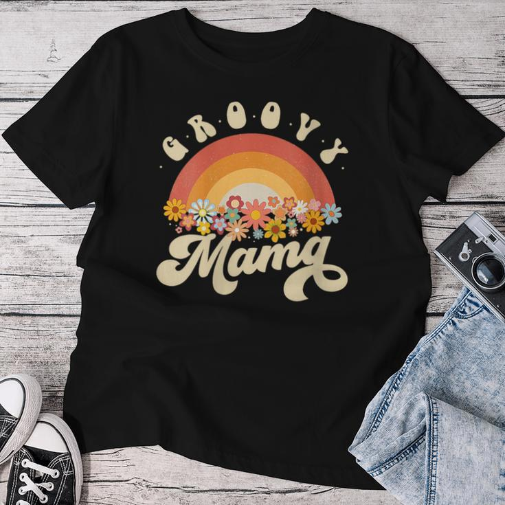 Groovy Mama Retro Rainbow Colorful Flowers Mom Women T-shirt Unique Gifts