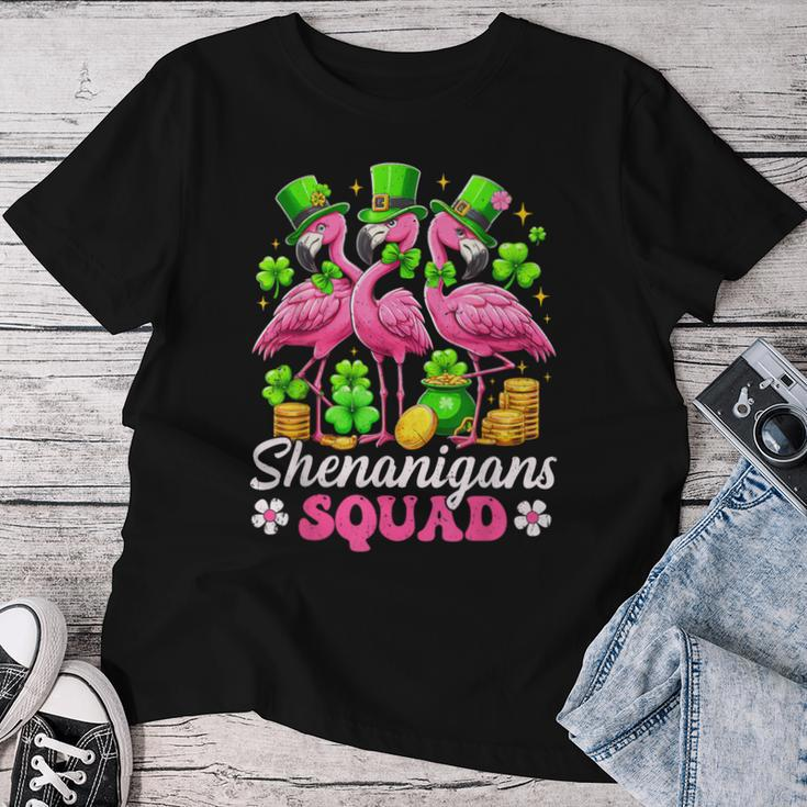 Groovy Shenanigan Squad Irish Flamingo St Patrick's Day Women T-shirt Personalized Gifts
