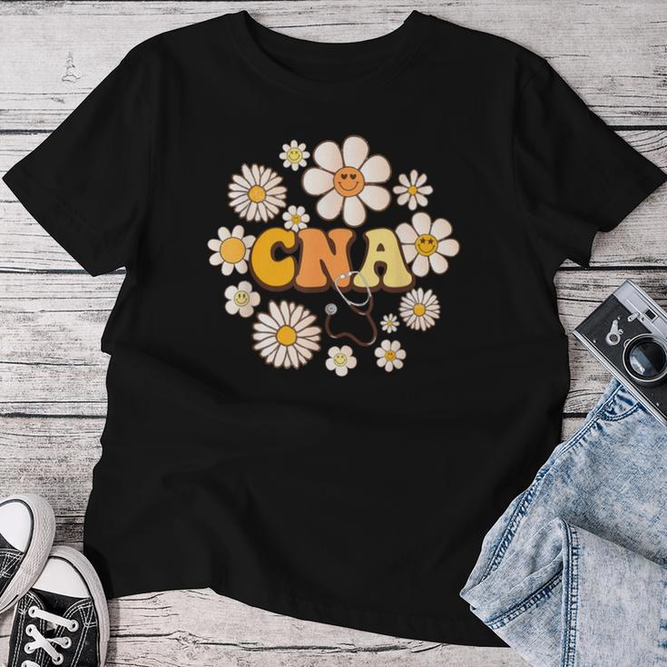 Groovy Smile Face Wildflower Cna Certified Nursing Assistant Women T-shirt Personalized Gifts