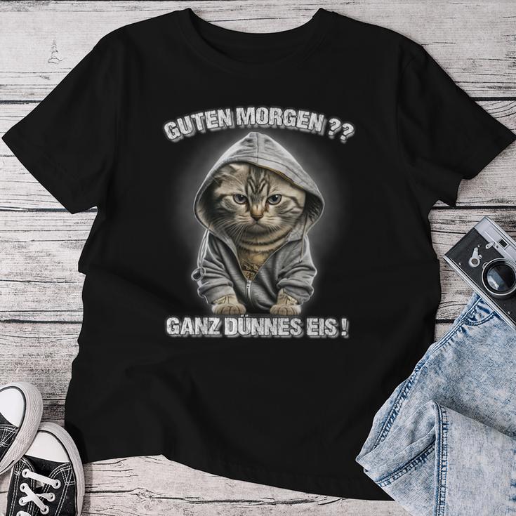 Guten Morgen Ganz Dünnes Eis Cats Coffee T-shirt Frauen Lustige Geschenke