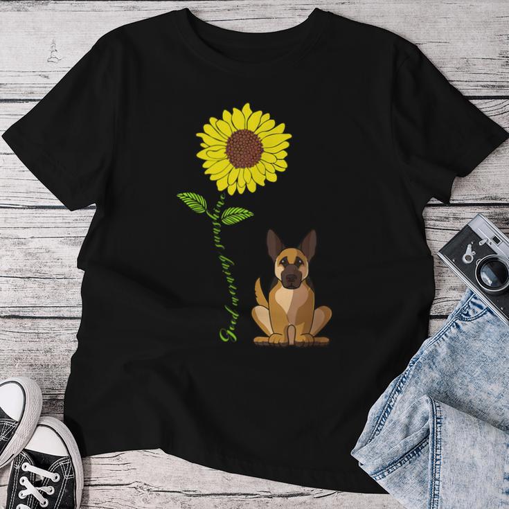 Guten Morgen Sonne Deutsch Schäferhund Mama Papa T-shirt Frauen Lustige Geschenke