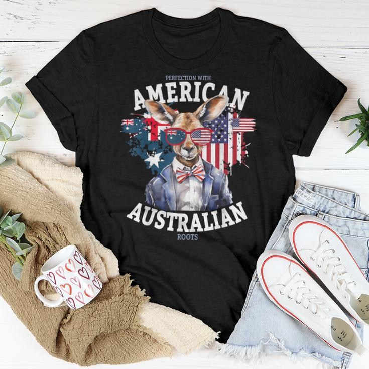 Half American & Half Australian Flag Idea & Kangaroo Women T-shirt Unique Gifts